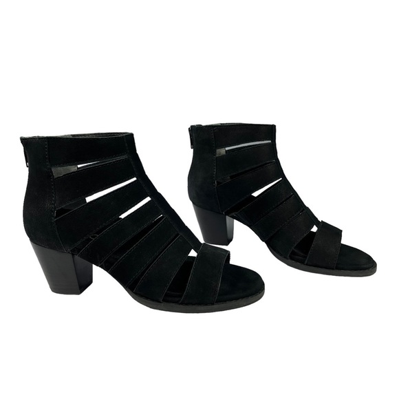 Vionic Harlow Black Leather Gladiator‎ Sandals Block Heel Back Zip Womens Size 6 - Picture 2 of 11